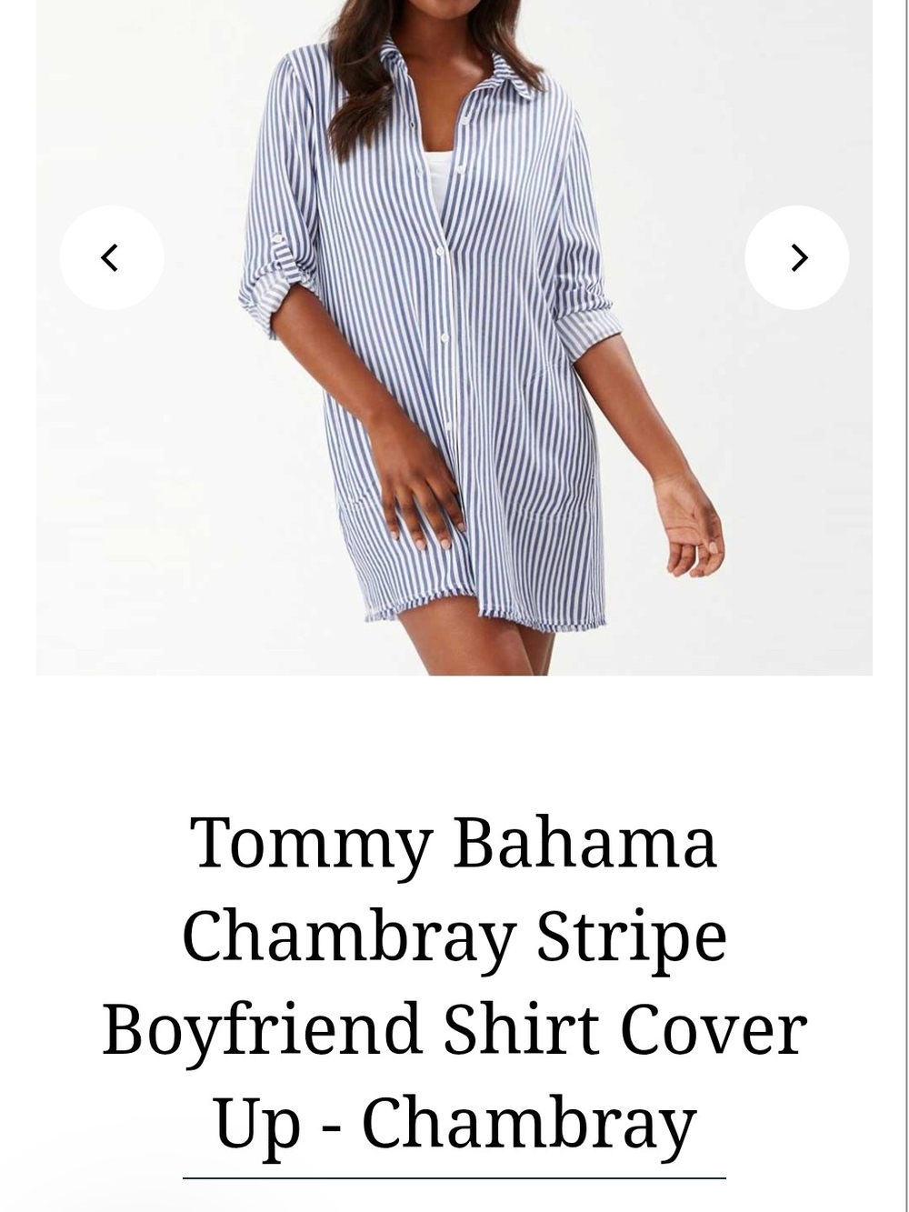 Tommy Bahama Blue Stripe Chambray Boyfriend Shirt(XL) MSRP $110